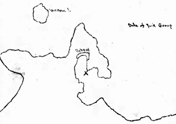 Pacific Wrecks Map Of B 25D 41 30433 Crash Indicated By X At The