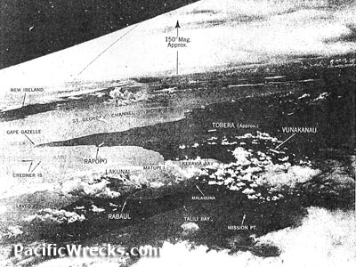 Pacific Wrecks - Aerial view of Rabaul area looking 150°