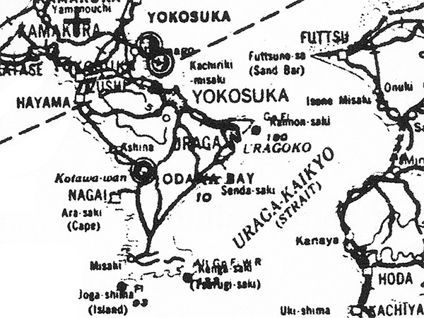 Pacific Wrecks Map Of Yokosuka On The Miura Peninsula On Honshu In Japan