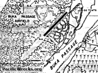 Pacific Wrecks - Map of Buka Island with Buka Airfield and Buka Passage