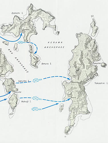 Pacific Wrecks - Map of US Army 77th Division landing Kerama Island ...