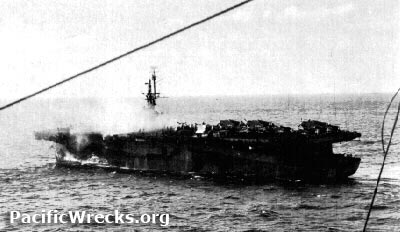 Pacific Wrecks - View of damaged USS Manila Bay CVE-61 from USS West ...