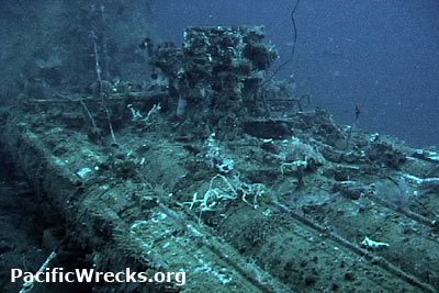 Pacific Wrecks - USS Aaron Ward DD-483 torpedo tubes amidships